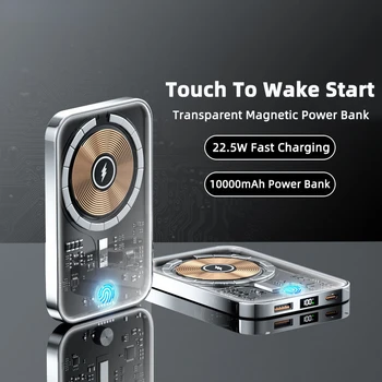 10000mAh Skaidrus Wireless Power Bank Nešiojamų Išorės Pagalbinės Baterijos 22.5 W Greitas Įkroviklis iPhone 14 13