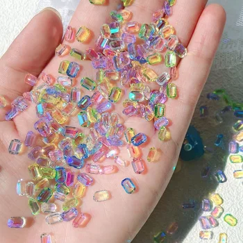 50pcs AB Stiklo Nagų Cirkonio Aurora Diamond Mini Aikštėje Kristalai, Akmenys Blizga Brangakmenių Manikiūro Nagai Meno Nagų Papuošimai Pakabukai