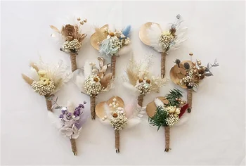 Vestuvių Mini Džiovintų Gėlių Nuotakos Puokštė Corsage Sausų Gėlių Derinys Augalai Dirbtiniai Apdaila 