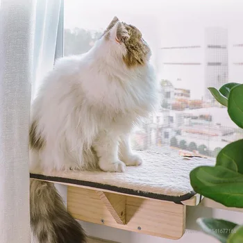 Naminių gyvūnų prekių medžio masyvo katė hamakas palangės katė lizdas nuimamas katė laipiojimo rėmas katė šokinėja platforma katė prekes