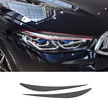 Už 2019-2022 BMW 8 Serija G14 G15 G16 minkštas anglies pluošto automobilių stiliaus automobilio žibintų antakių dekoro lipduko automobilių reikmenys