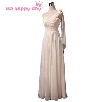 ilgą šifono graikų stiliaus šalies stiliaus šampanas deivė bridesmaid dresses 2020 pigūs oficialų ilga suknelė iš kinijos H2743