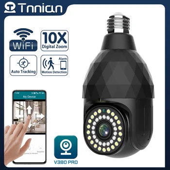 Tnnian 5MP WIFI E27 Lemputės IP Kamera 10X Zoom CCTV Auto Stebėjimo, Signalizacijos PTZ Stebėjimo Kamera Spalvotas Naktinis Matymas V380