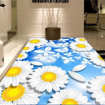 beibehang Užsakymą grindys, dažytos 3d animaciją saulėgrąžų 3D kambarį miegamojo grindys, dažytos lipni 3d tapetai, grindys