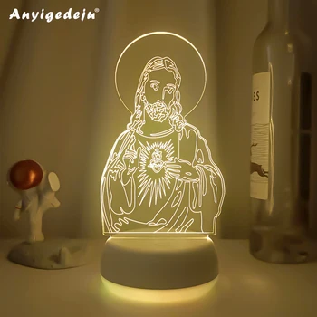 3D LED Vizija Jėzaus Kristaus Lempos Kūdikis Miega staliukas Apšvietimo Spalvos Keitimas Naktį Šviesos Kalėdų Dovana Dekoro Luminaria