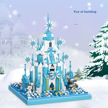 Kūrybos Nanobricks Fantasyland Micro Blokuoti Pasakos Princesė, Ledo, Sniego Pilis Elsa Anna Duomenys Pastato Plytų Žaislų Mergaitėms