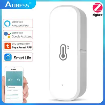 Aubess ZigBee Smart Temperatūros Ir Drėgmės Jutiklis Baterija Tuya Wifi Smart Home Security Dirbti Su Alexa 