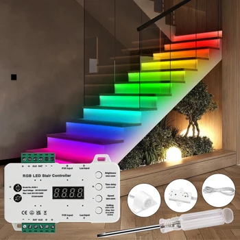 Judesio Jutiklis RGB Laiptų Šviesos Ruože Vasaros Laiptai LED Juostelės 16 Veiksmus, Laiptai RGB LED Juostos