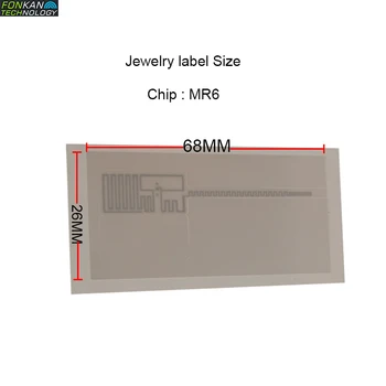50pcs UHF RFID MR6 lustų rinkinys Papuošalų etiketės 68x26MM EPK C1G2 balto popieriaus lable Lipdukas Žymeklį Papuošalai valdymas