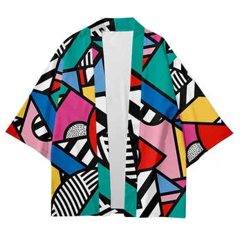 Menas Spausdinti Moterų Kimono Vasaros Paplūdimio Haori Japonų Kimono Yukata Vyrų Samurajus Streetwear Atsitiktinis Azijos Kimonos Cardigan 2023