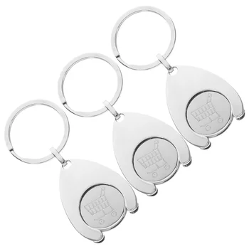 3 Vnt Krepšelį Simbolinis Pirkinių Vežimėlio, Raktų Žiedas Grandinės Žiedai Žetonų Metalo Nešiojamų Mažas Keyrings Keychain Ornamentu