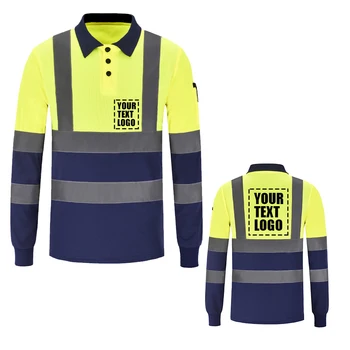 AYKRM Atspindintis Polo Marškinėliai Didelio Matomumo LOGOTIPO Spausdinimo Nemokamai Liuminescencinės darbo drabužiai Vest Sausų Saugos Ilgas Rankovėmis Žirgais/Traffic