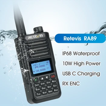 Retevis RA89 Walkie Talkie USB C Mokestis IP68 Vandeniui 10W Ilgo Nuotolio Du Būdu Radijo Pažangi Triukšmo Mažinimo ht radijo stotelė