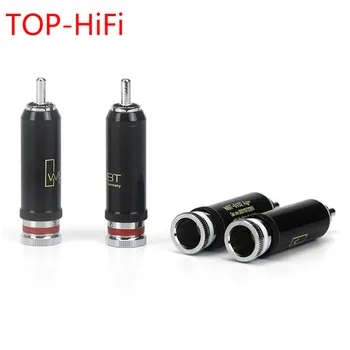 TOP-HiFi 4pcs/daug WBT-0102Ag žalvario Rodis padengtą Litavimo 9mm RCA kištukas RCA Male Sujungti Garso Kabelis