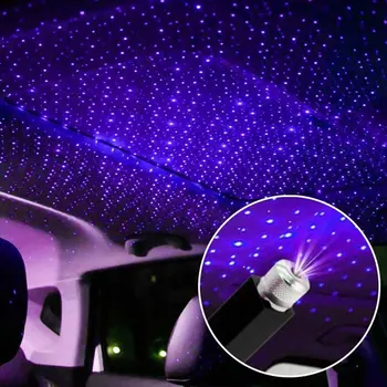 360 Laipsnių LED Automobilio Stogo Star Naktį Šviesos Projektorius Atmosfera Galaxy Lempa USB Dekoratyvinės Lempos, Kolonėlė Automobilio Interjero Dekoro Ligh
