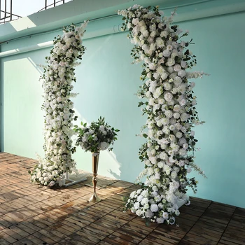 Individualų Dirbtinių Baltų Rožių žali Lapai, Gėlių Išdėstymas už Vestuves Fone Dekoro Mėnulis Arch Gėlių Stovo Komplektas
