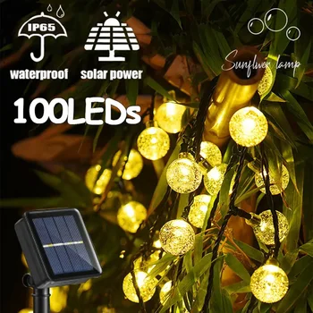12M 100 Led Kamuolys LED String Šviesos Lauko Saulės Kamuolys Grandinės Šviesos Lemputės Pasakų Žibintai Šalies Namų Vestuvių Sodas Kalėdų Dekoro