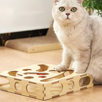 Mediniai Katės Žaislas Labirintas Kačių Žaislai su Bell Interaktyvi Katė Žvalgybos Mokymo Dėžutės Pet products Kačių Reikmenys