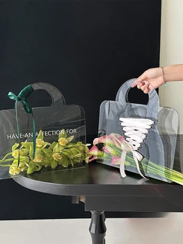 Naujas PVC Puokštė Rankinėje Kūrybinės Dizaino Perforuotas Gėlių Lange Vandeniui Gėlių Maišelį Gėlių Meno Rankų darbo Gėlių kompozicijų Dėžutę