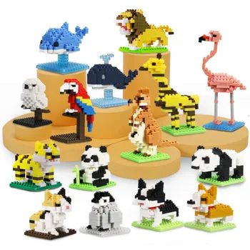 Pastato Blokas Žaislų Rinkinys,Mini Tiger Žirafa Panda Delfinų Statyba Blokai,Namo Apdaila,Mini Plytų Žaislas Vaikams Dovanos