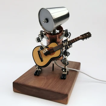 Industrial stiliaus metalas, punk rankų darbo robotas darbastalio apdaila dekoratyvinis muzikos instrumentas gitara, bosinė Kalėdų dovana