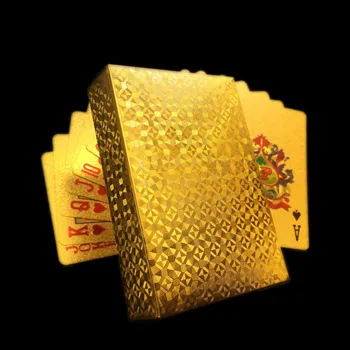 Dovanų Dėžutė Pakuotės Aukso Folija Pokerio Kortų Dėžutė Vandeniui Pokerio Kortos Langelį Padengti 24K Pokerio Aukso Žaidimo Kortelės, Su dėžute