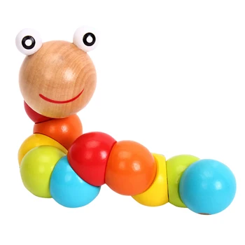 Naujas Rainbow Širdys Twist Lėlių Pažinimo Įdomus Švietimo Žaislai Keičiami Formos Medinių Blokų Vaikai Spalvinga Caterpillar Vaikų Žaislų