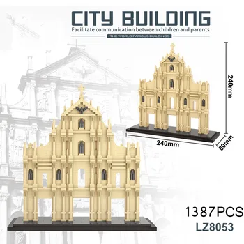 Visame Pasaulyje Micro Diamond Blokuoti Kinija Garsaus Architektūros Makao Ruínas Da Antiga Catedral De San Paulo Plytų Žaislas Nanobrick