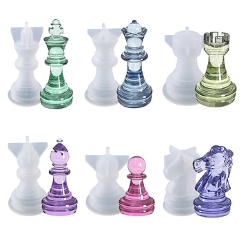 6 Vnt Tarptautinės Šachmatų Epoksidinės Dervos Pelėsių Šachmatų Silikono Forma 