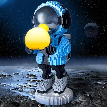 1845pcs+ Valdos Mėnulis Astronautas Micro Kūrimo Bloką Mėlynos Šviesos Astronautas Diamond Plytų Modelis Žaislai Berniukas Draugui Dovana