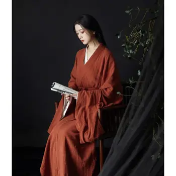 Kinijos Antikvariniai Hanfu Moterų Super Nemirtingas Senovės Stilius Visiškai Juosmens vientisos Spalvos Tiesiai Traukinio Super Nemirtingas Elegantiškas Kryžiaus Co