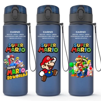 Super Mario Bros Vandens Butelis 560ML Vandens Puodelį Didelės Talpos, Lauko Sporto Nešiojamų Plastikinis Vandens Butelis Aišku, Taurės Gėrimo Taurė