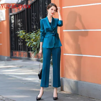 2021 m. Rudens Ir Žiemos Naujas Dryžuotas Profesinės Kostiumas Moterų korėjos Stiliaus Elegantiškas Temperamentas Mados Office Dviejų dalių Kostiumas