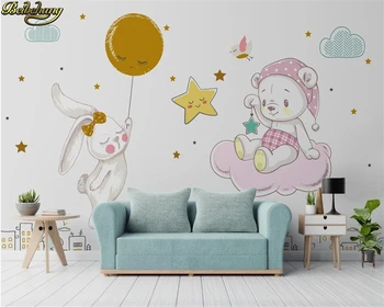 3d tapetai, freskos šiaurės minimalistinio ranka pieštas animacinių filmų fantazijos star white rabbit vaikų kambario foną sienos popieriaus