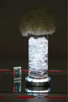 15vnt*6inch Skersmuo RGB LED Vaza Bazė Su Nuotolinio valdymo pultelis Krištolo Stiklo Gėlių Stovas led šviesos pagrindo namų dekoro