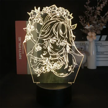 Yae Miko Genshin Poveikio Žaidimas 3D Naktį Šviesos, Miegamojo Dekoro Mielas Gimtadienio Spalvinga Dovana LED Lempos Manga Vaikas Gražių Metu